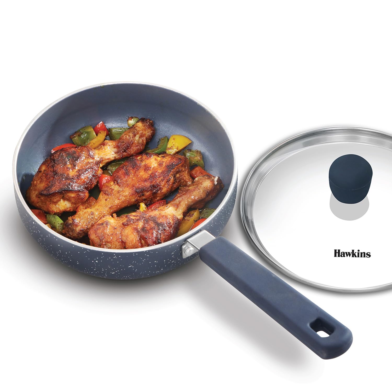 Hawkins Ceramic Nonstick Fry Pan, 16 cm Diameter, Induction Fry Pan with Glass Lid, Granite Omlette Egg Pan, (ICF16G) Hawkins Ceramic Nonstick Fry Pan, 16 cm Diameter, Induction Fry Pan with Glass Lid, Granite Omlette Egg Pan, (ICF16G)