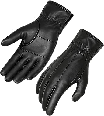 Leather Gloves Mens Touchscreen Winter Warm Gloves, Fleece Lining M041US