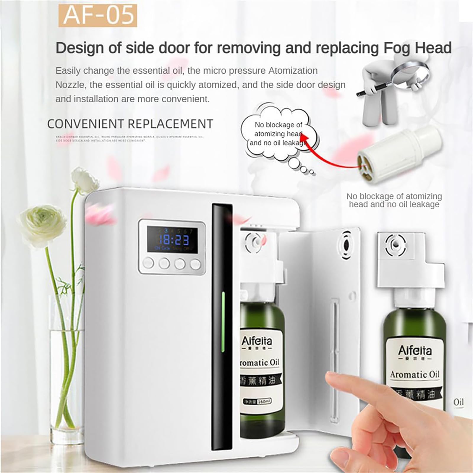 Difusor de aceites esenciales, máquina nebulizadora sin agua para grandes espacios (100-300㎡), botella de 160 ml, adecuada para el hogar, oficina, spa, hotel