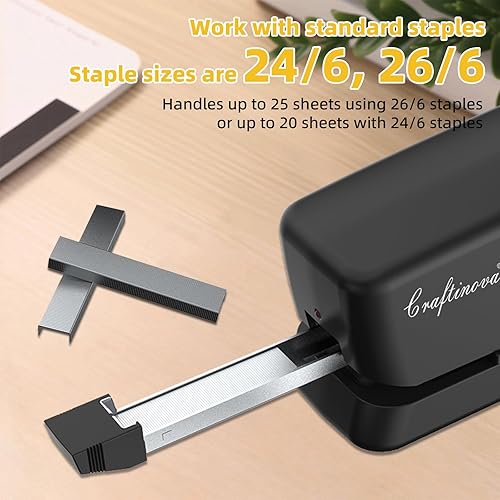 Vista 14 de Engrapadora eléctrica, automática, incluye 2000 grapas y 1 removedor de grapas, resistente puede almacenar 210 grapas, grapadora alimentada por CA