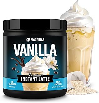 Premium All-Natural Vanilla Flavored Instant Coffee Cold Brew Latte Mix - 8 Servings - High Caffeine, Rich & Flavorful, Gluten-Free, Convenient | MADRINAS