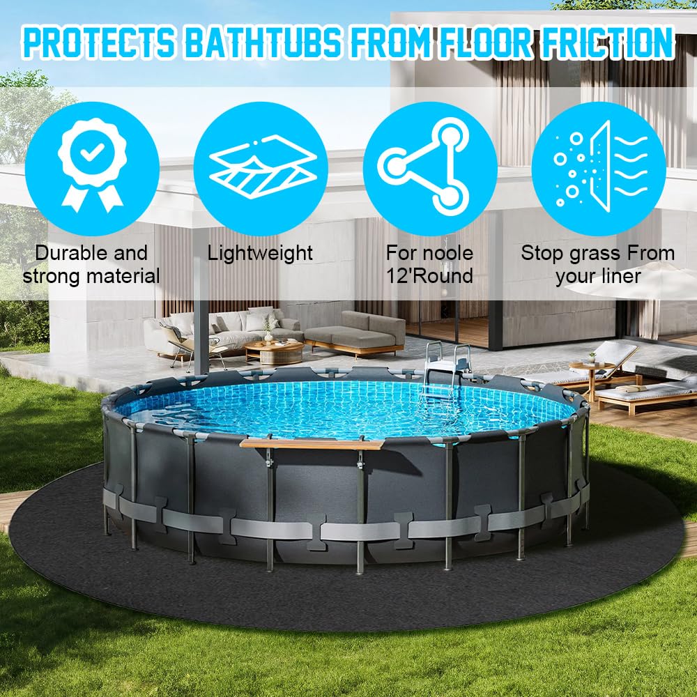 Tappetino per Piscina Rotondo, 4m Tappeto Base per Piscina, Telo di Fondo per Piscina Pieghevole, Tappetino Piscina Extra Spesso, Evita Forature, Protezione del Pavimento per Piscina Gonfiabile