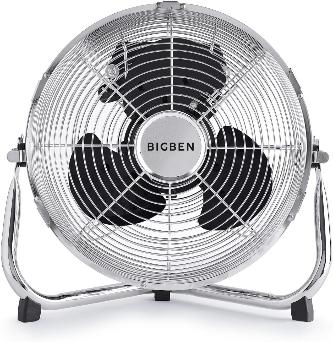 Bigben Ventilatore da tavolo 48 W, 3 velocità, testa inclinabile, alluminio spazzolato, per montaggio su scrivania, pavimento o parete, diametro 30 cm - FANF01S