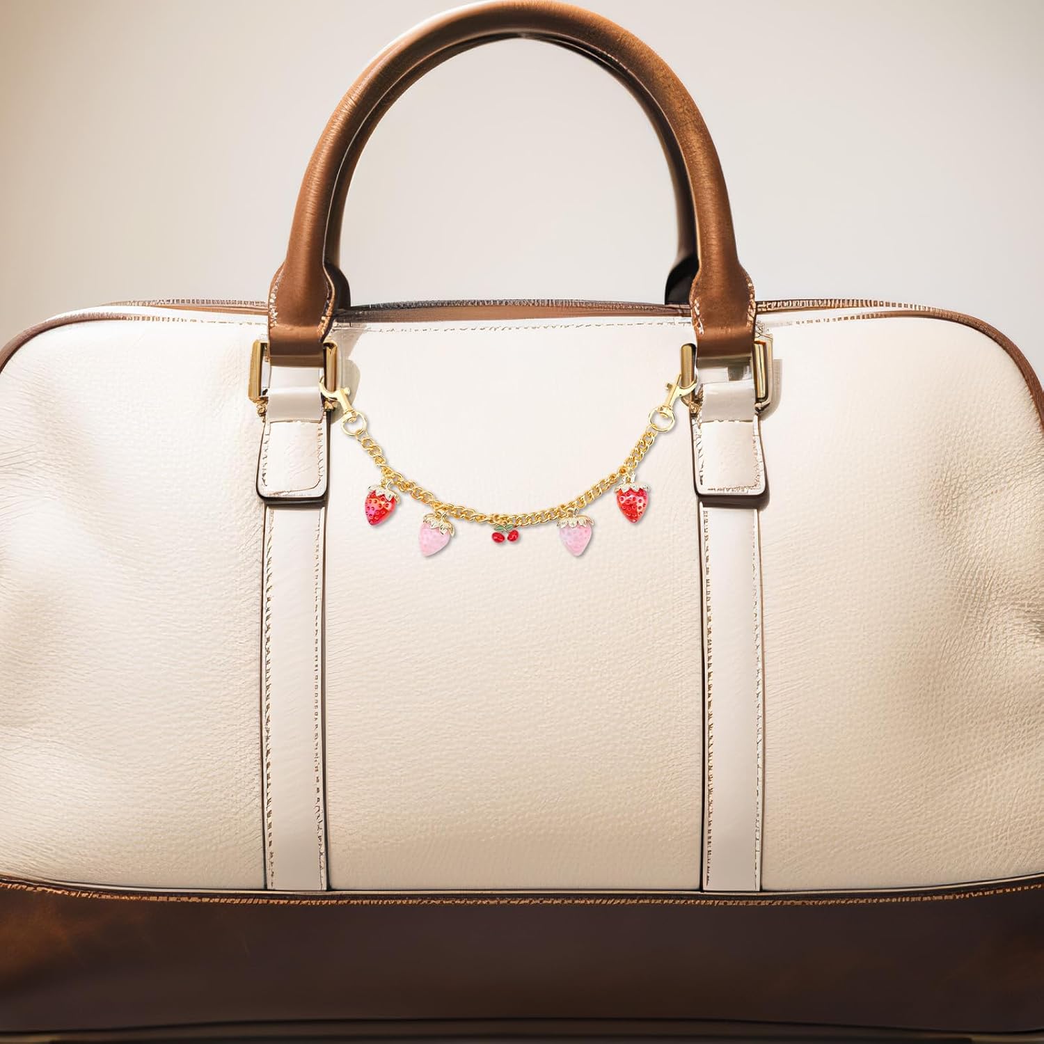 Cherry Keychain, Strawberry Gold Bags Chain Cherry Bag Charm Keychain Cute Decorative Pendant for Women Bag Key Purse Accessories - Image 3