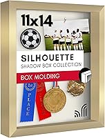 Americanflat 11x14 Gold Shadow Box Frame - Shatter-Resistant Glass, 1.5" Deep Silhouette Collection for Memorabilia, Photos & Awards