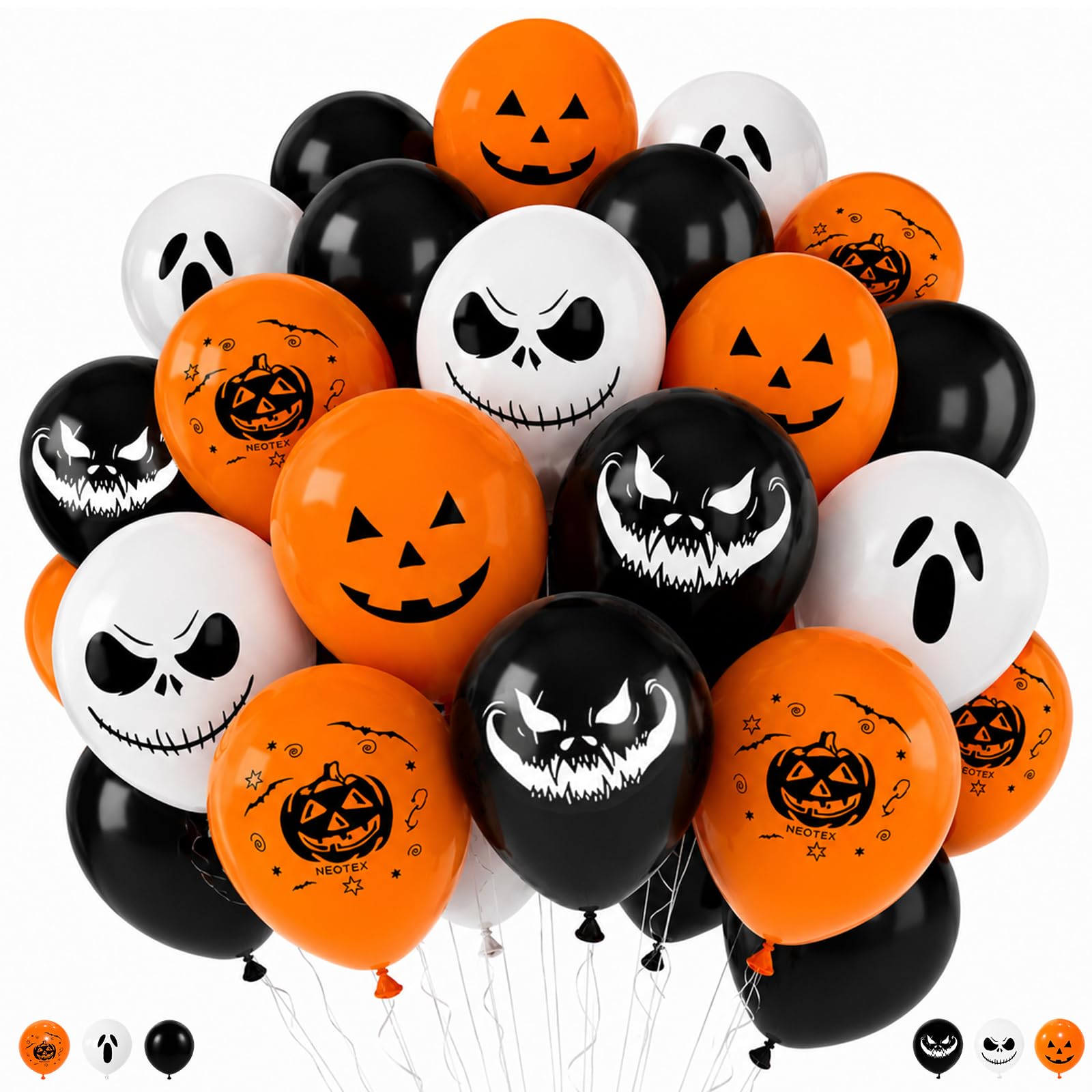 Froova Halloween Party Balloons Black Orange White Ghost Spooky Balloon