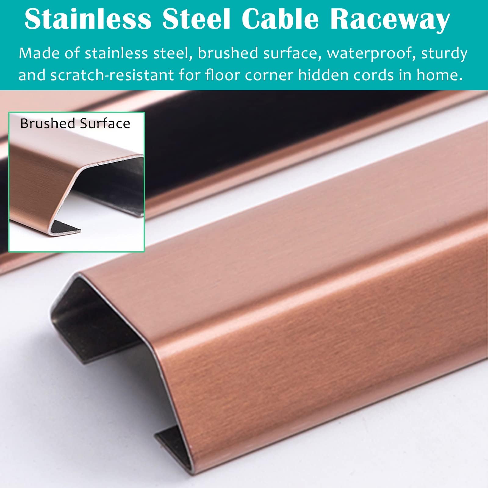 kabelkanal 1 2 4 10 Stück Metall-Bodenkabelabdeckung, Edelstahl-Kabelmanagement-Set Für Zuhause/Geräte/öffentlich, Selbstklebender Bodenkabelschutz(B- 1 PC,L Outer Width 150cm x 30mm)