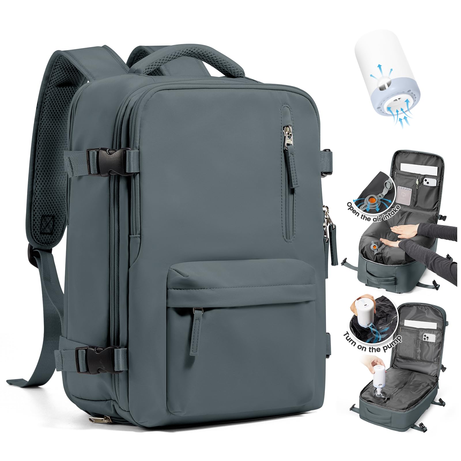 SZLX Zaino Ryanair 40x30x20 Sottovuoto con pompa Zaino Ryanair 40x20x25 Sottovuoto Bagaglio a Mano 40x30x20 Wizzair Zaino da Viaggio 45x36x20 Easyjet Donna Zaino Casual Laptop 14 Pollici Impermeabile