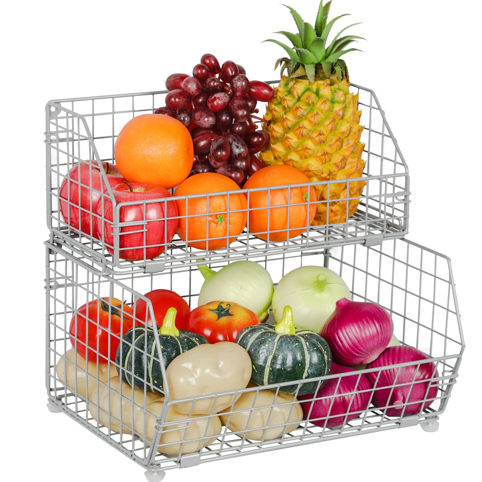 Buy 2Tier Fruit Vegetable Basket Walled Wire Storage Baskets