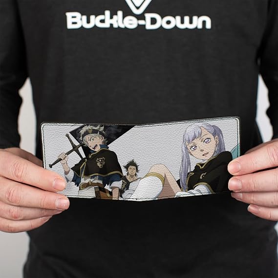 Buckle-Down Crunchyroll Wallet, Bifold, Black Clover Asta Yami and Noelle Group Pose Gray, Vegan Leather