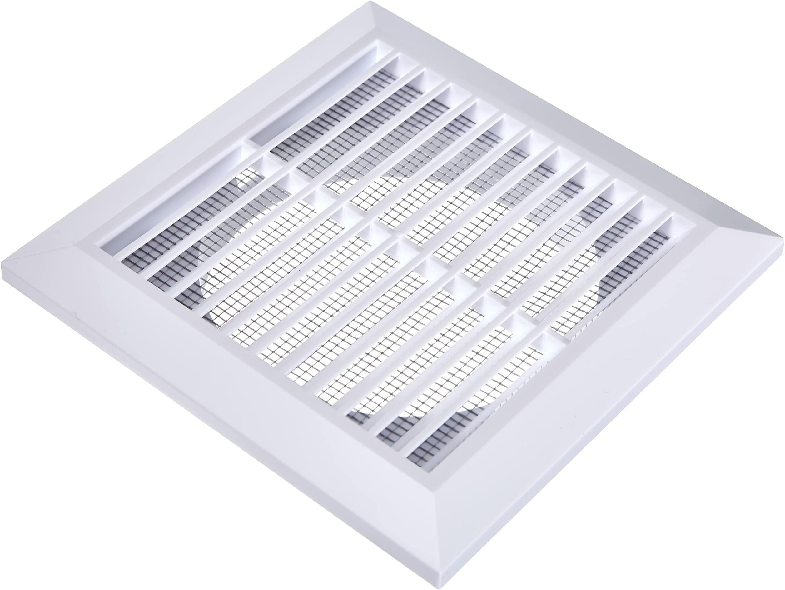 Ventilation grille with insect protection, diameter 125 mm, end grille, insect protection grille, square, white, ABS MKK®