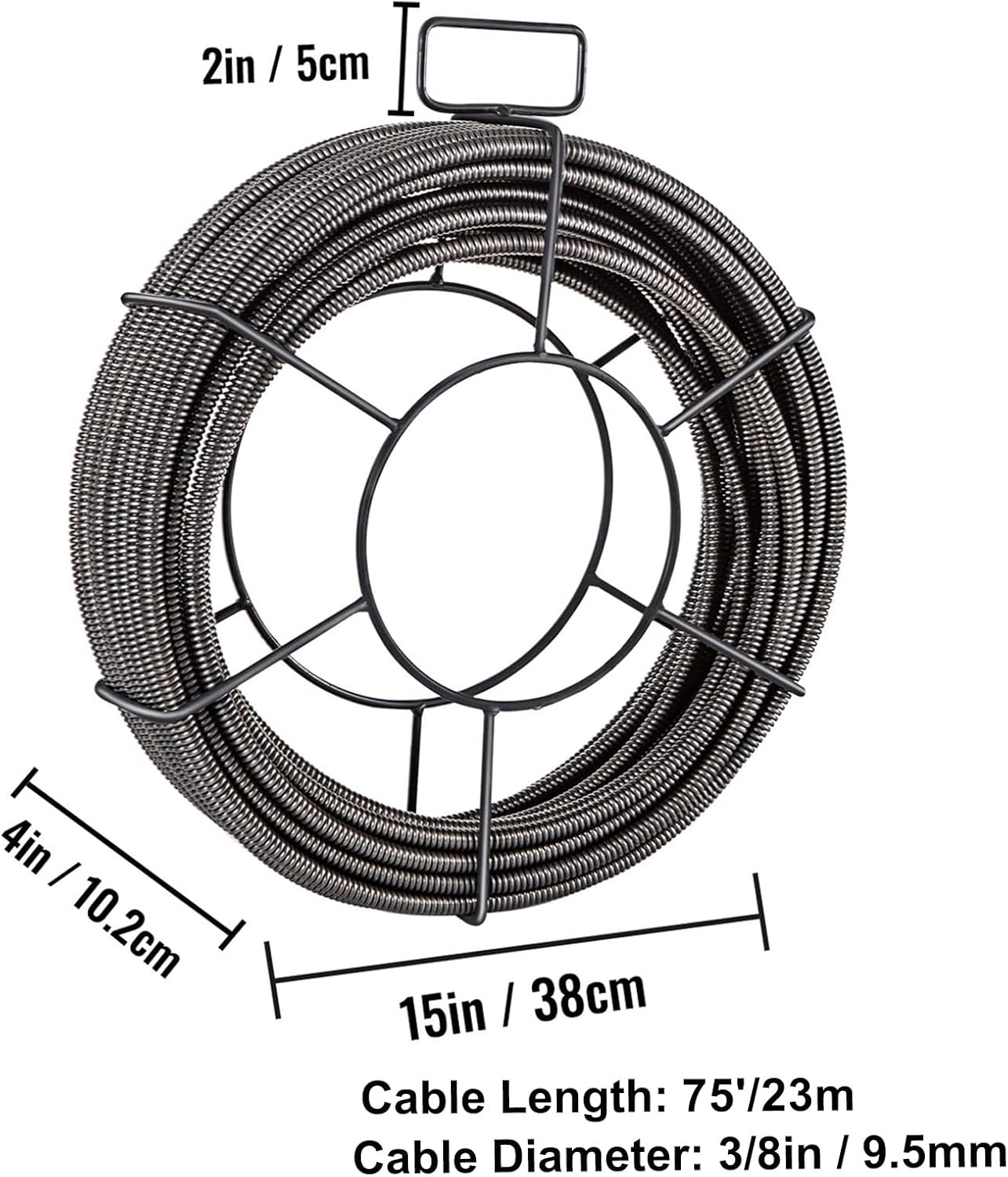 Happybuy Drain Cleaning Cable 75FT x 3/8 Inch Solid Core Sewer Auger Snake, Pipe Clog Remover for Drains