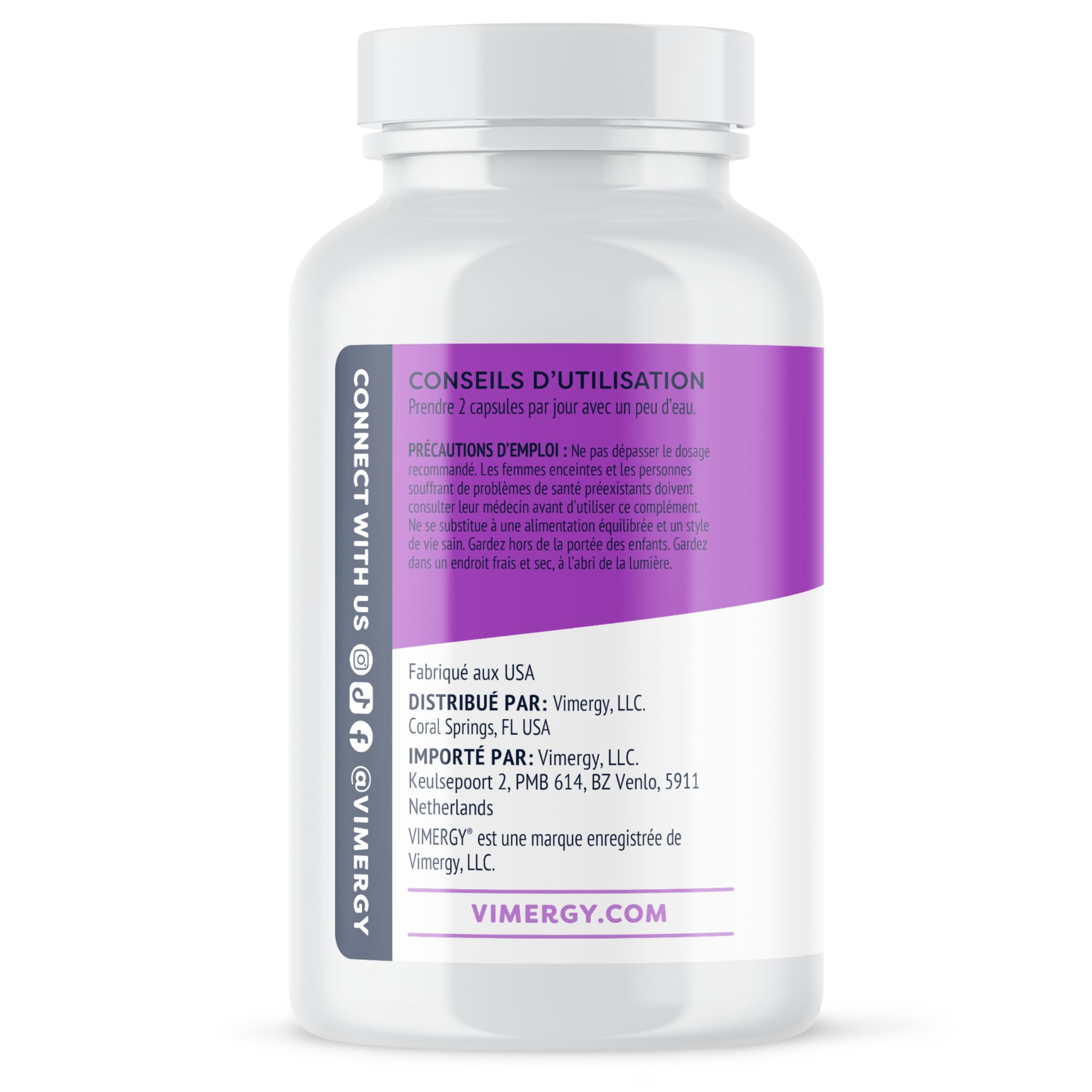 Vimergy Magnésium Glycinate – 90 Portions – Soutien Énergétique et Réduction de la Fatigue – Complément de Magnésium Doux pour les Intestins - Curcuma et Gingembre – Sans Gluten Céto/Paléo sans OGM