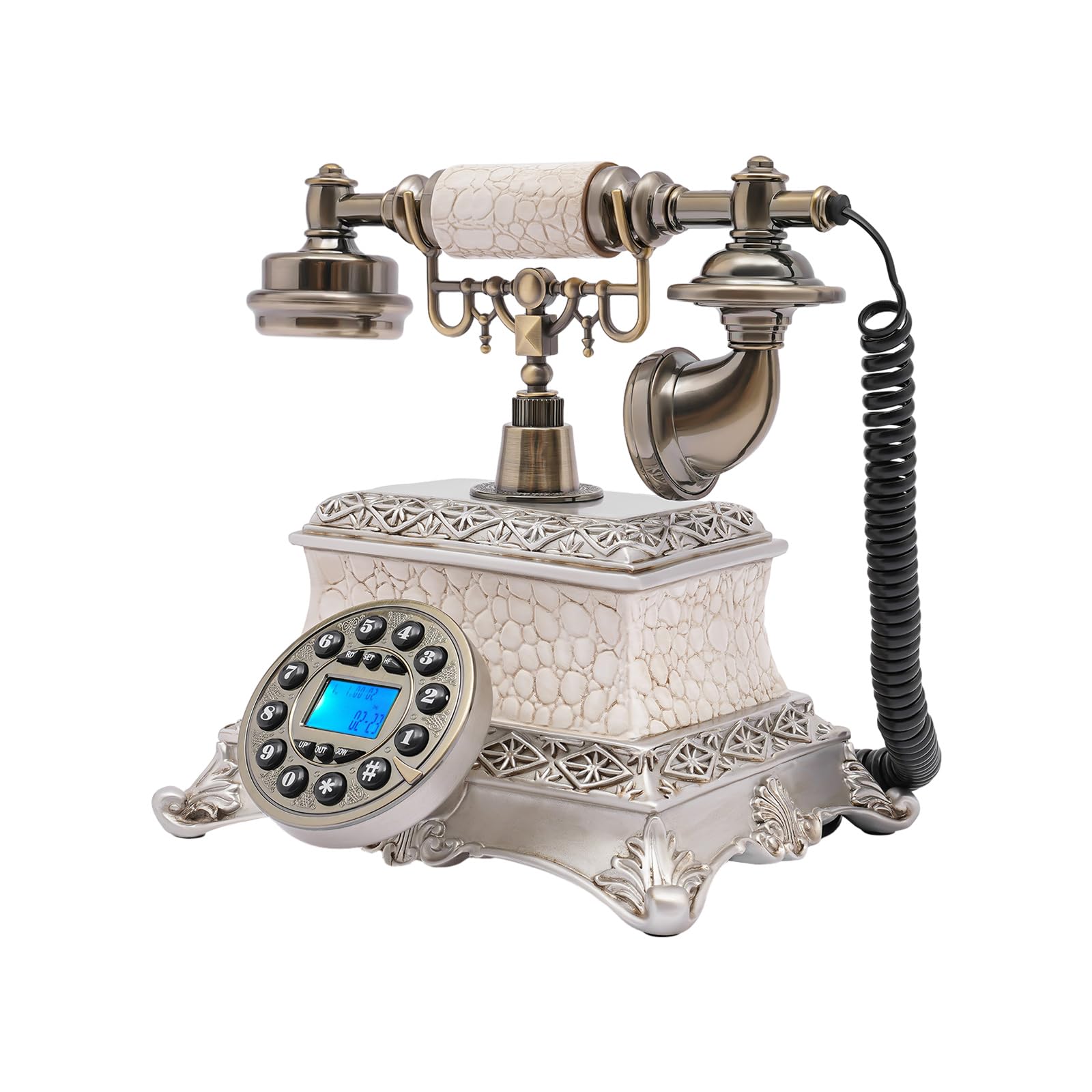 Teléfono retro con dial de estilo antiguo, una nostalgia histórica vintage, teléfono fijo, para decoración del hogar y la oficina