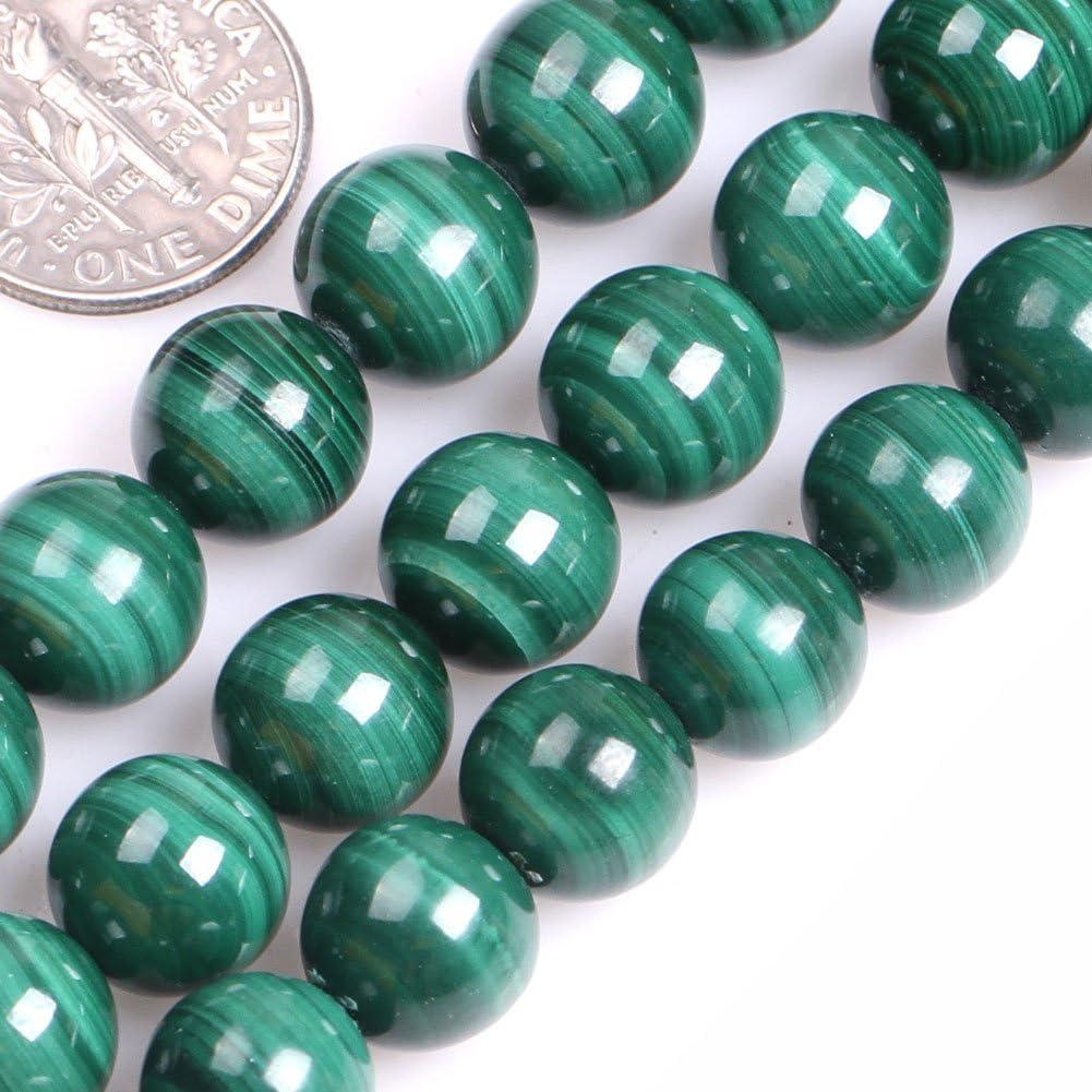 GEM-Inside Malanchite Gemstone Loose Beads Natural 10mm Round Crystal Energy Stone Power for Jewelry Making 15"