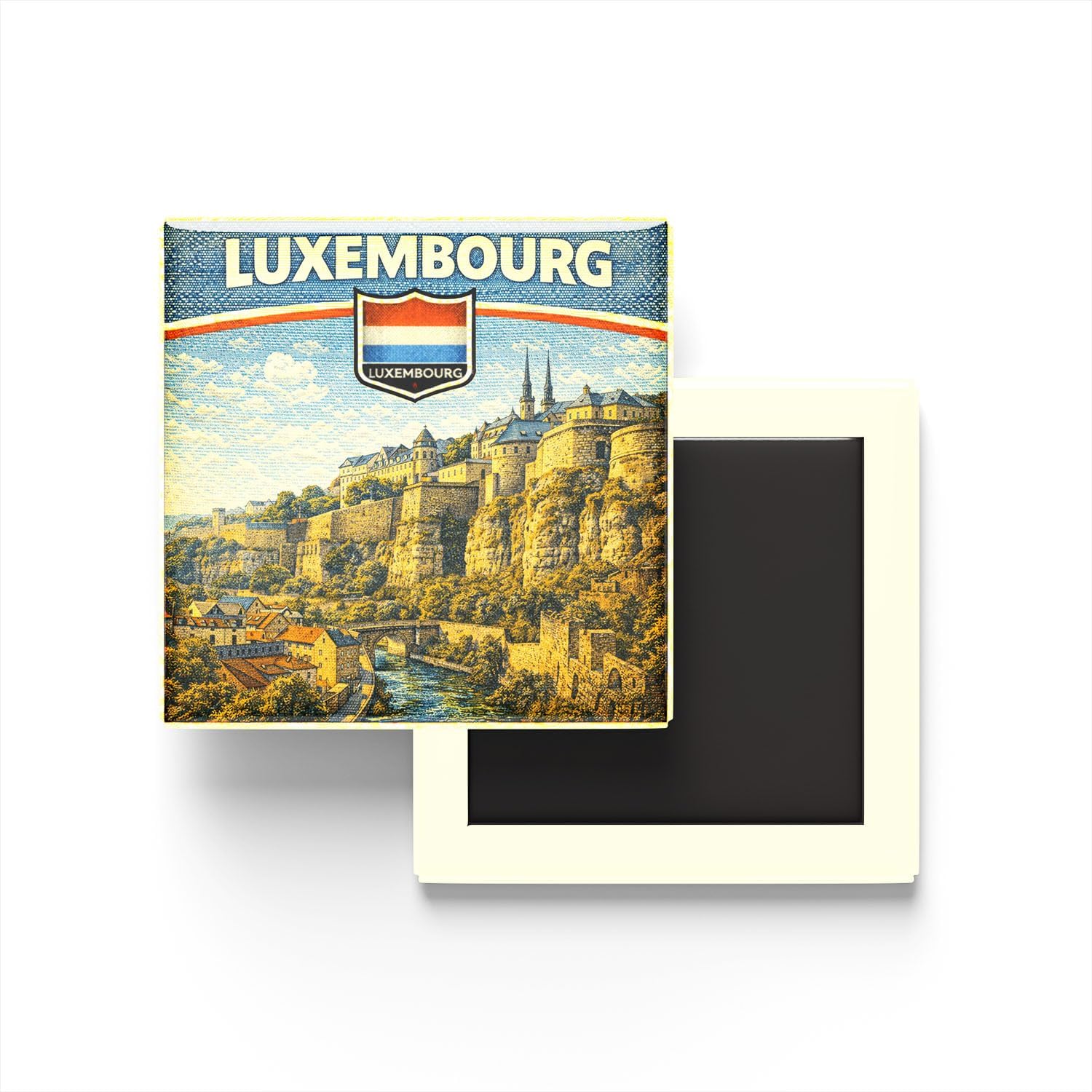 Retro Lüksemburg Lüksemburg Şehri Temalı Vintage Buzdolap Magneti – 9x9 cm