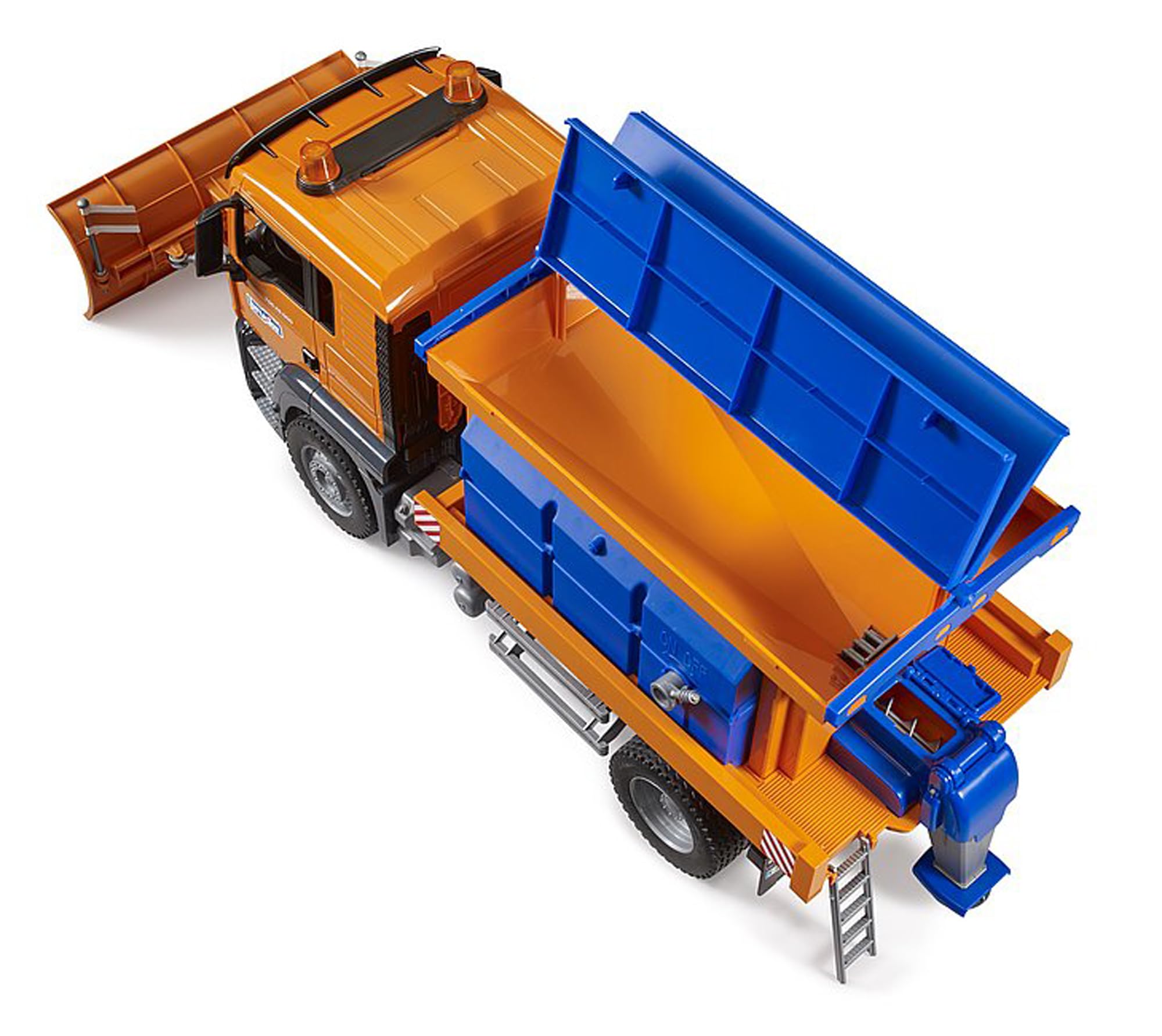 bruder 03785 - Man TGS Winterdienst mit Räumschild - 1:16 Fahrzeuge, Streuwagen, Schneeräumer, Schneepflug, Winterdienst, Spielzeug ab 4 Jahre | Fahrzeug mit funktionsfähigem Streuwerk & Förderschnecke, Schneeräumer, Streuwagen, Spielzeug ab 4 Jahren, 1:1