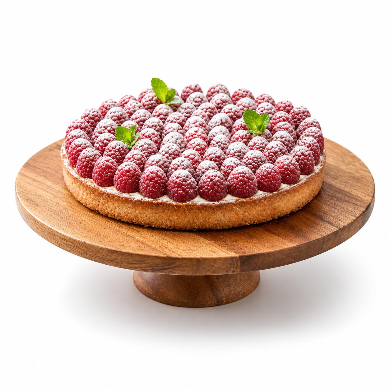 Point-Virgule Plato para tartas con pie, accesorios para tartas y accesorios para hornear, de madera de acacia, 7,5 cm de alto, 28 cm