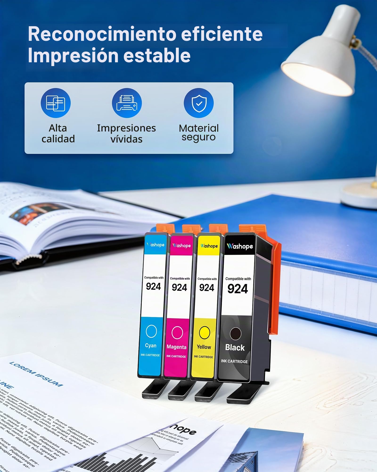 Cartuchos de tinta 924 de repuesto para HP 924 para HP OfficeJet Pro 8120e OfficeJet Pro 8122e 8124e 8125e 8132e 8134e 8135e 8130e 8138e 8139e impresora fotográfica de inyección de tinta, impresión