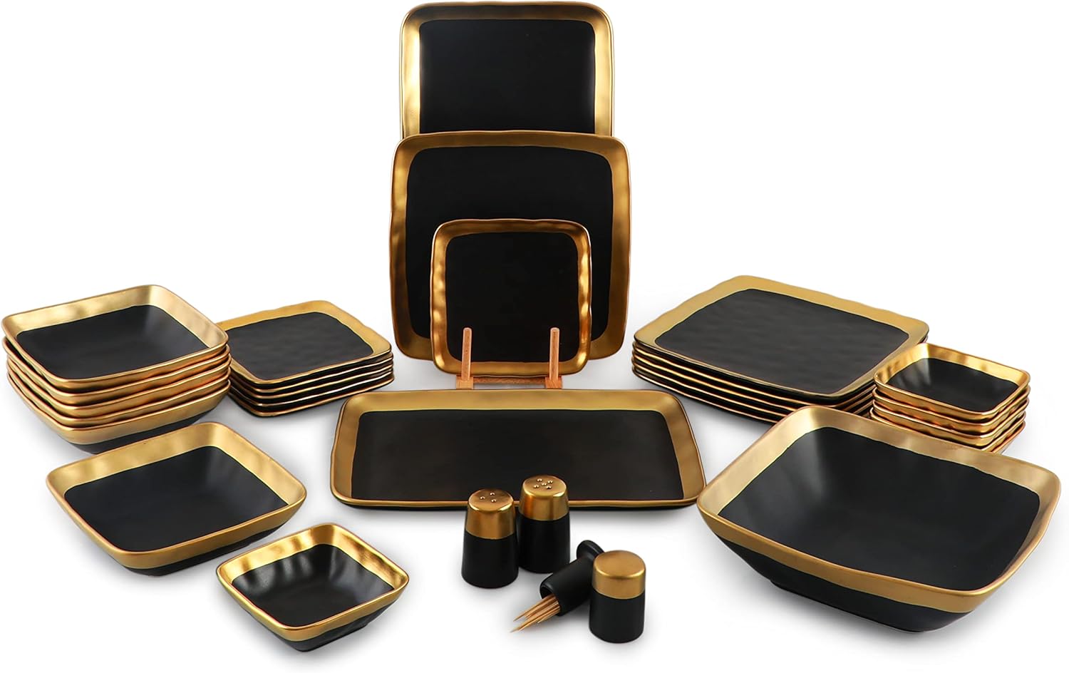 Dinner Set LIFE SMILE, 30 Pieces Porcelain Dinner Set Microwave Safe