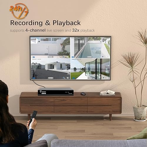 Miniatura 5 de TIGERSECU Grabadora de seguridad DVR Super HD 1080P de 4 canales con disco duro de 2 TB, grabadora híbrida 6 en 1 CCTV DVR compatible con cámaras IP