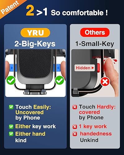 Miniatura 8 de YRU Soporte para teléfono de coche más seguro y resistente mejorado, brazo flexible 【Succión giratoria de 360° y nunca bloquea la vista】Soporte de