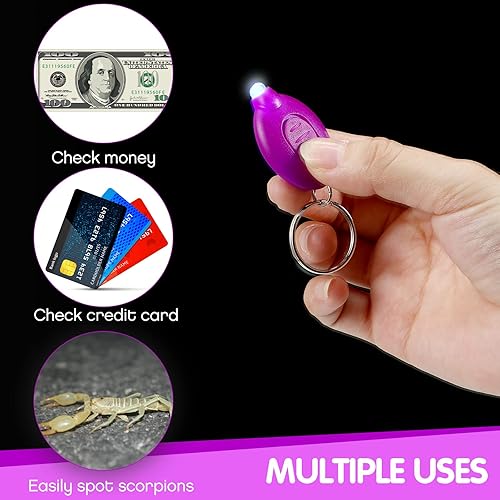Miniatura 4 de 50 llaveros de linterna LED UV de 395 nm luz UV llavero de luz negra linterna portátil UV para orina pasaporte tarjeta de identificación y moneda