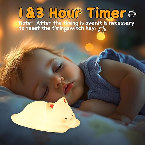Miniatura 35 de ZKLiLi Luz nocturna, lindas luces de guardería para gatos, lámpara recargable por USB, luz nocturna, regalo de cumpleaños, Navidad, con blanco