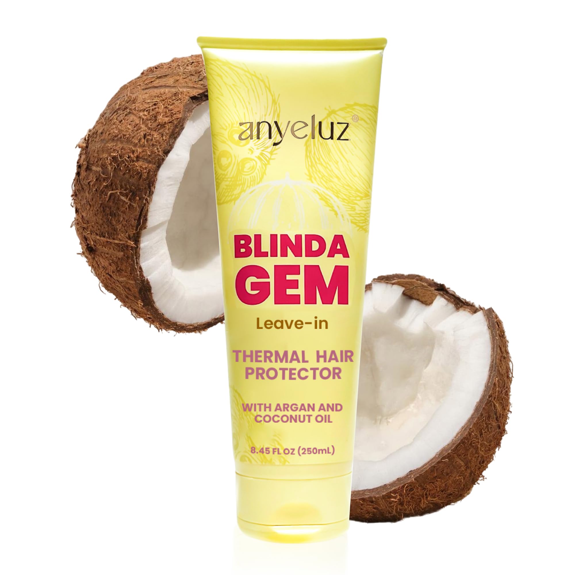 ANYELUZ Hair Thermal Protectant Blindagem with Coconut and Argan Oils - Hydration, Sun Protection, and Heat Resistance for Healthy Hair