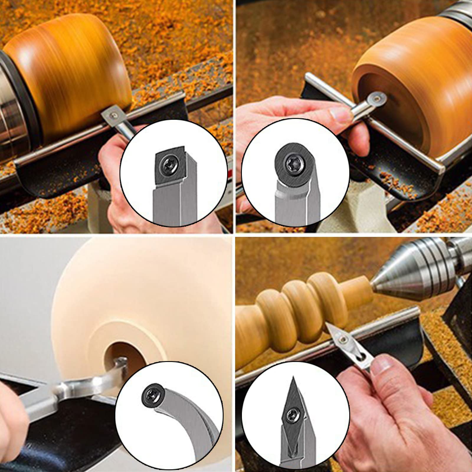 Plaquettes Carbure 16 Pièces Kit de Fers à Tourner CNC pour Bois Vis M4