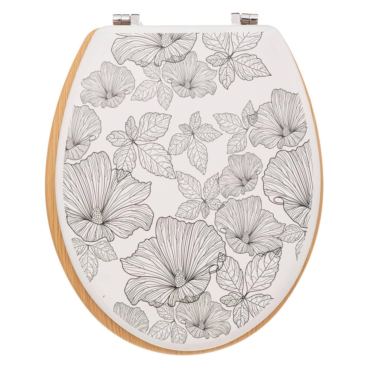 5five - abattant WC blackflora Noir et Blanc en Bois laqué