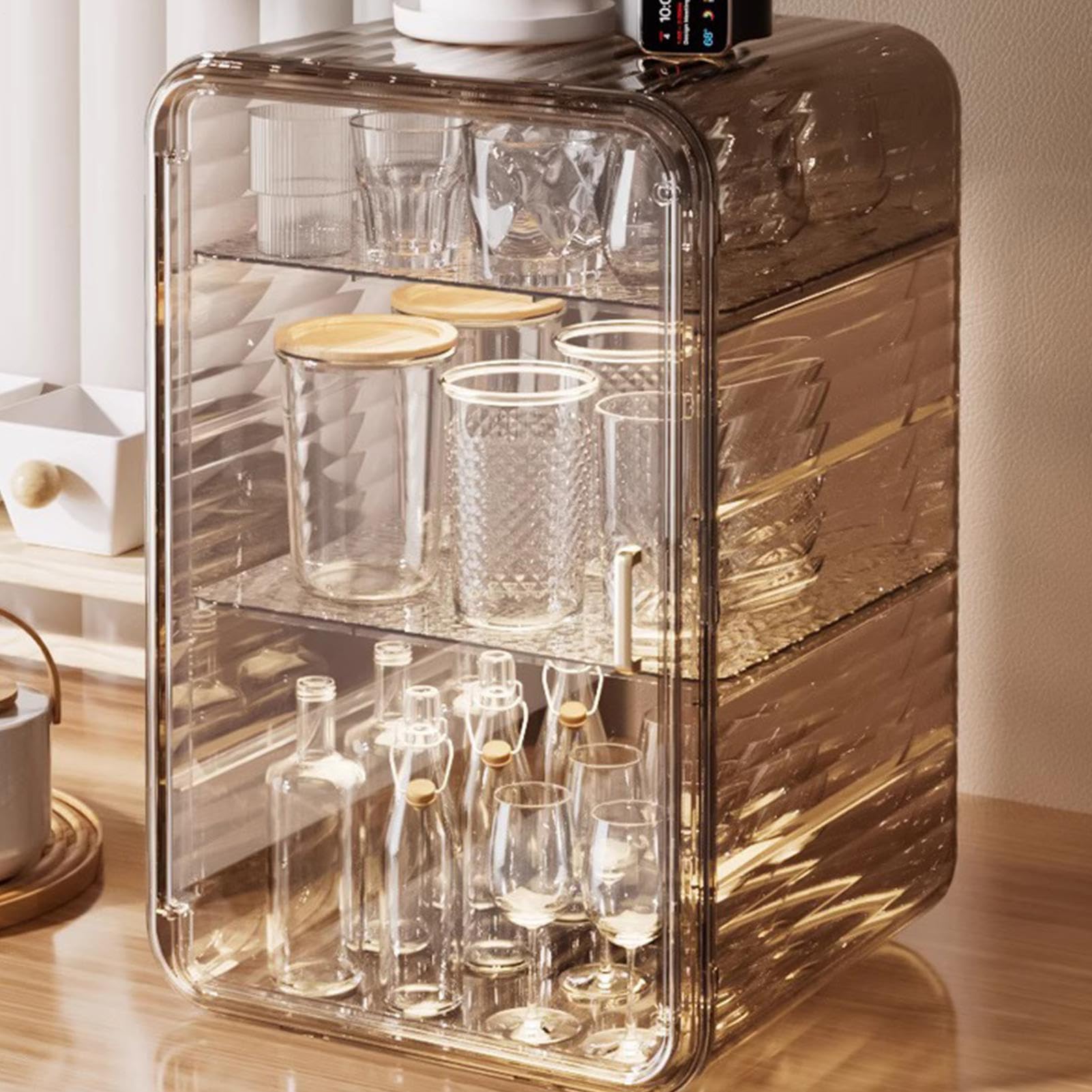 Clear Vanity Organizer - Acryl-Beauty-Halter, transparenter Kosmetikbehälter | staubdichter wasserdichter mehrstufiger Desktop-Caddy für Schlafzimmer Dorma Badezimmer Dorma