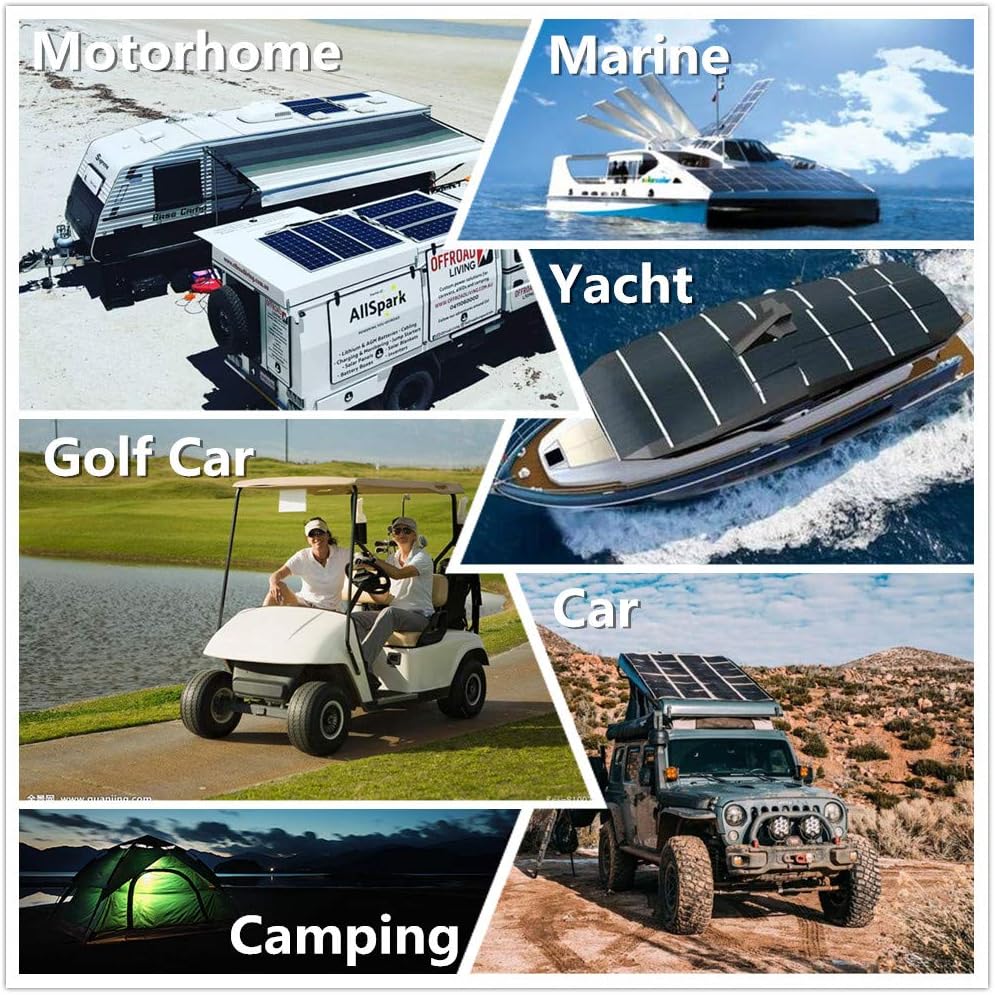 100W Solar Panel kit for 12 Volt Battery Charging: 100 Watt Flexible Solar Panel Monocrystalline + 20A LCD Controller + Battery Cable for Camper Van,Turck,Boat