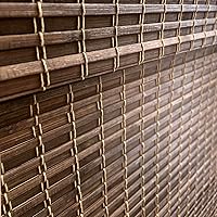 Vista 3 de MOOD Persianas de bambú personalizadas, rústicas, persianas romanas de bambú sin cordones para ventanas y puertas (tejido natural), roble rústico