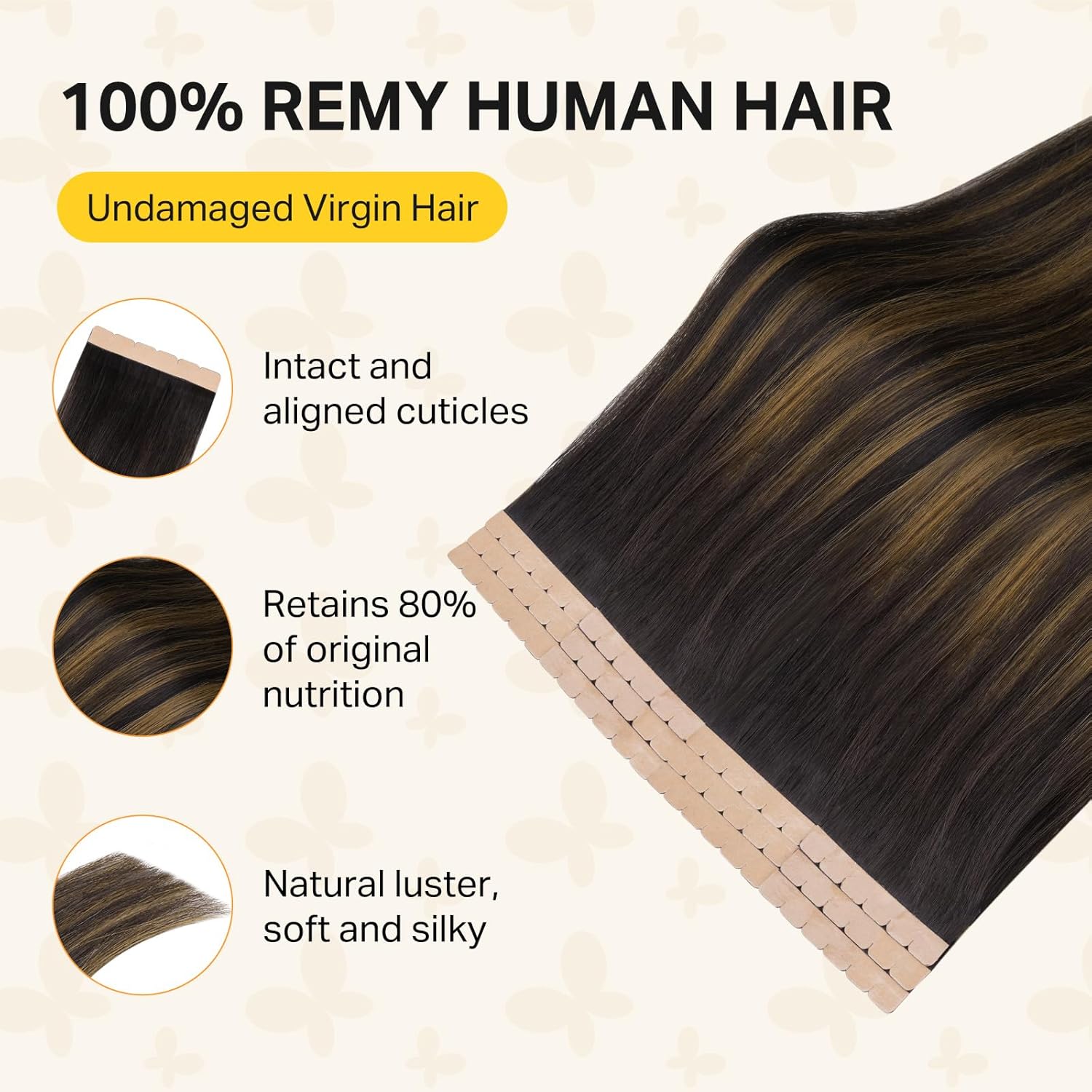 DOORES Tape in Hair Extensions, 10pcs 35g 20 Inch Balayage Dark Brown to Chestnut Brown Mini Tape Weft Extensions Invisible Remy Real Human Hair DIY Seamless Flexible Wear Silky Straight