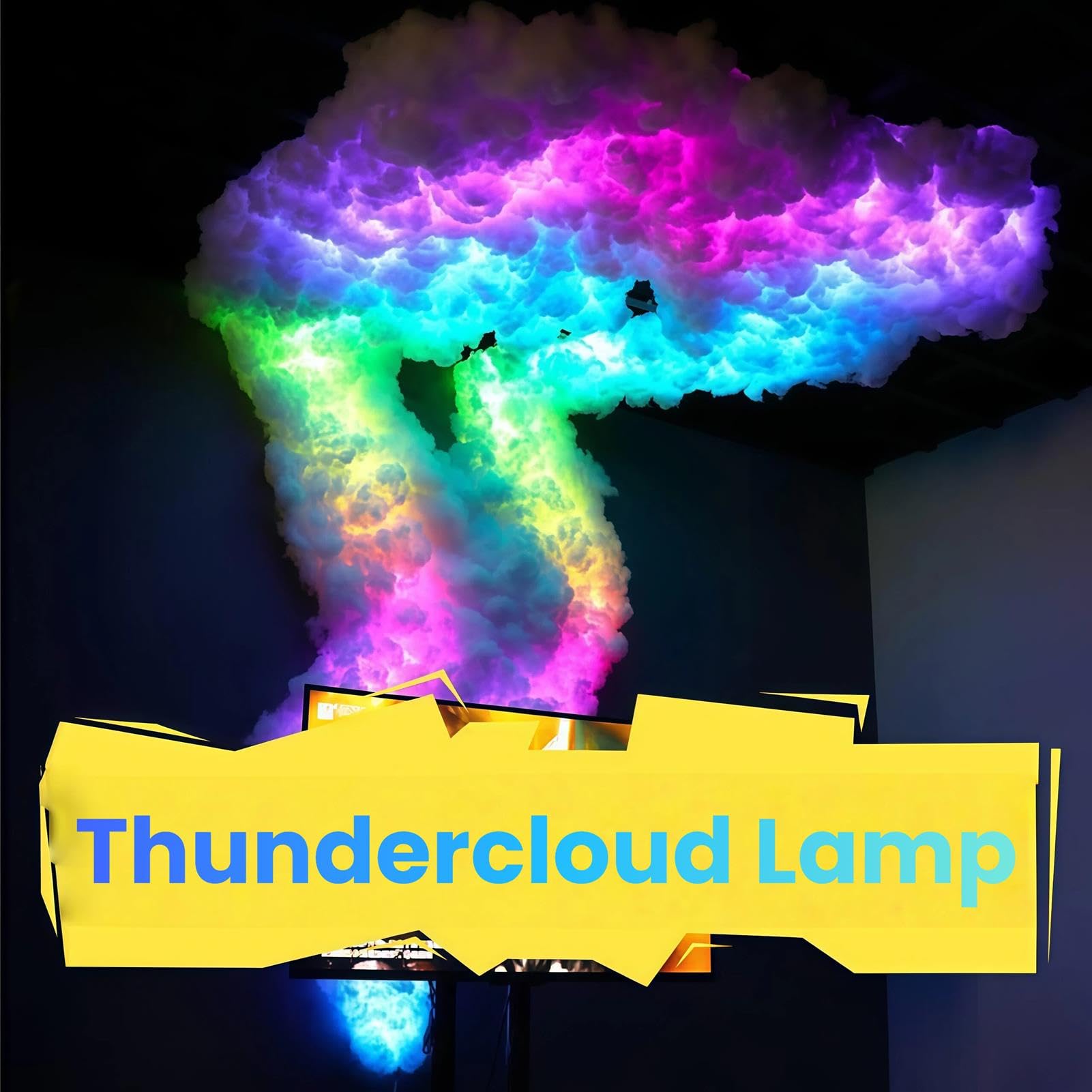 3D Thundercloud LED nastrojowe światło z kolorowymi efektami błyskawicy DIY do pokoi gier, barów i dekoracji imprezowych