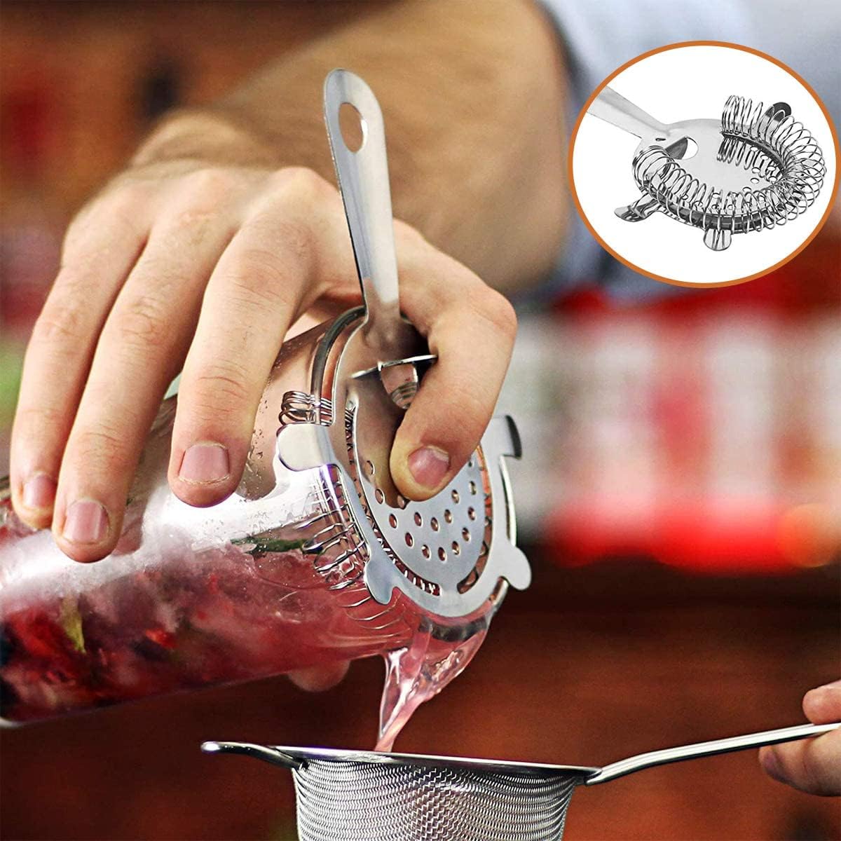 Lot De 2 Passoires à Cocktail TopHomer - Maille Fine Acier Inoxydable, Passoire Conique Et Passoire à Cocktail Pour Cuisine Et Bar