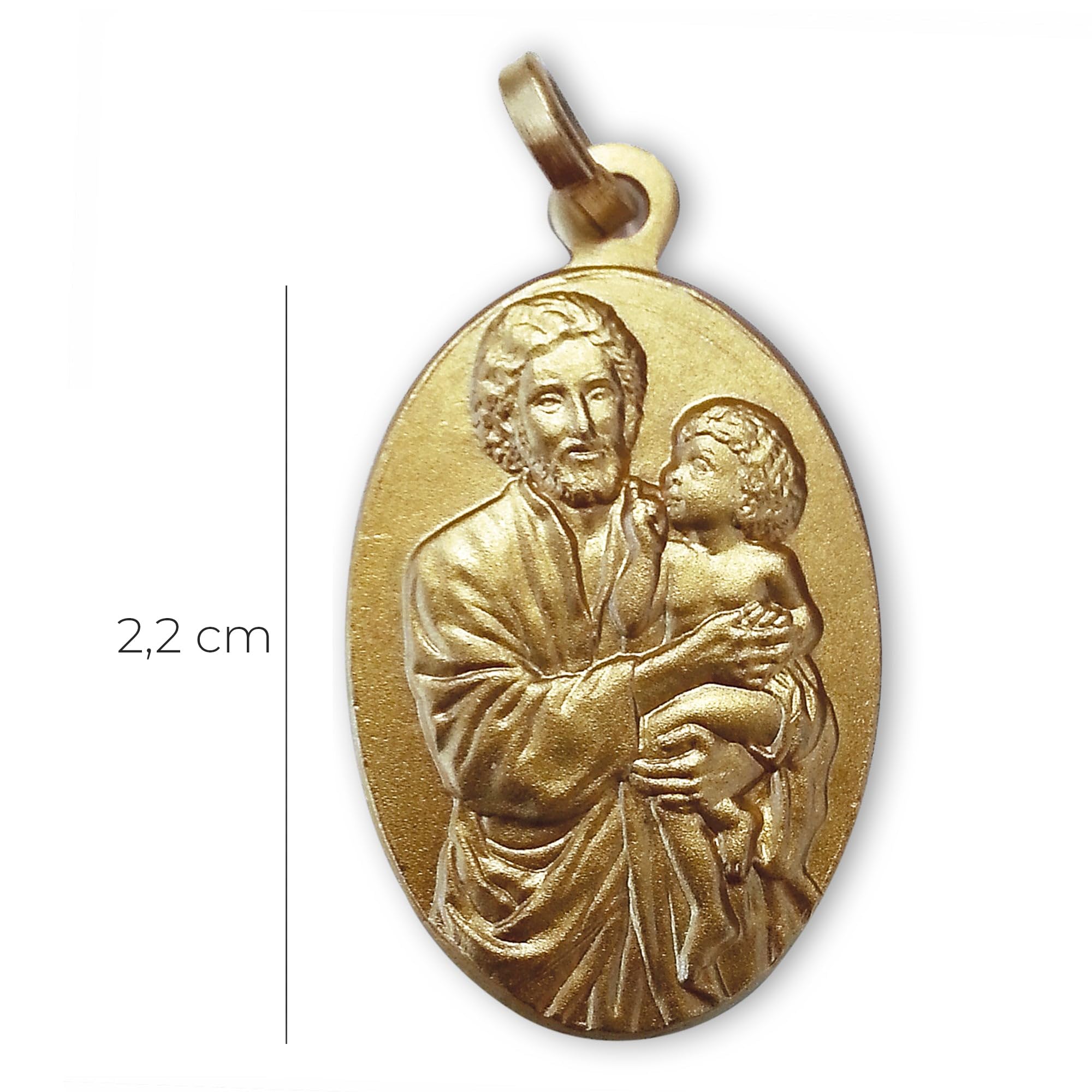SHALOM - Médaille Saint Joseph En Argent 925 Humide Or. Hauteur 2,2 Cm