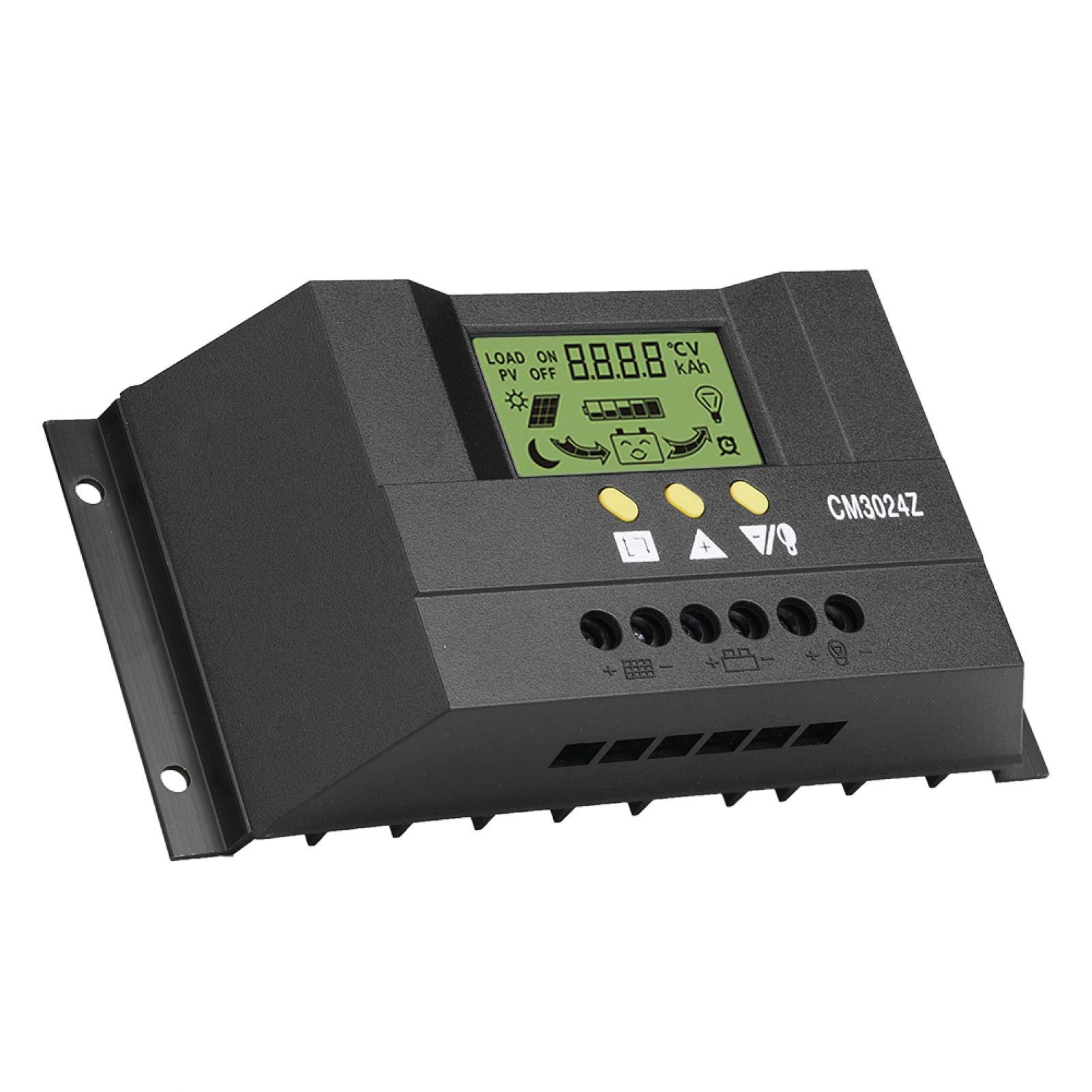 Dual-USB-Solarladeregler, PWM Intelligenter Solarpanel-Laderegler Regler LCD-Display 12V 24V 30A zum Anschließen von Batterie, Solarpanel und DC-Last