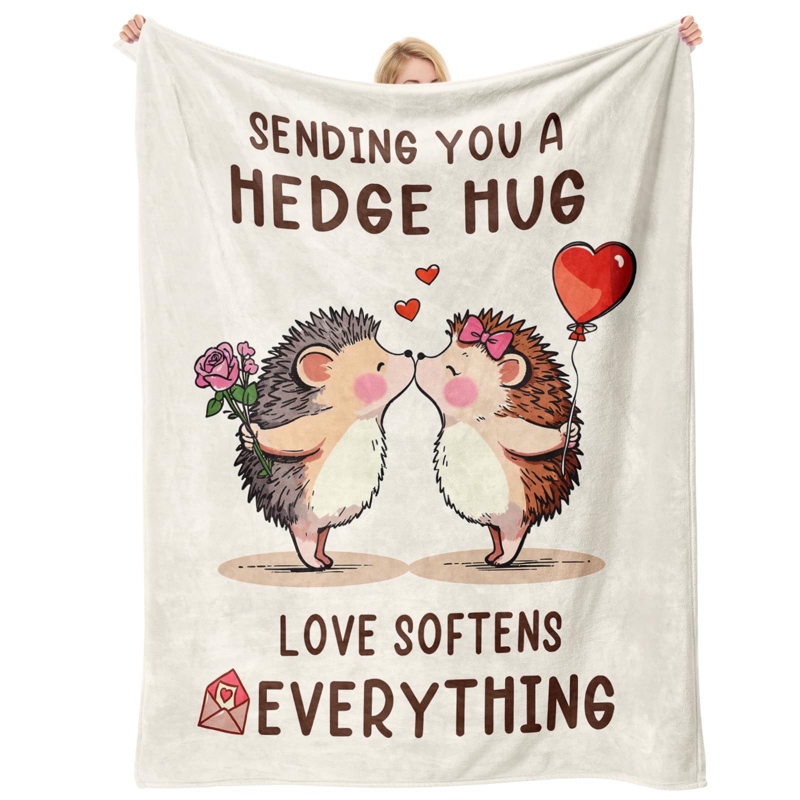 Anniversary Romantic Gifts for Him Her, I Love You Gift for Girlfriend Boyfriend Wife Husband, Anniversary Wedding Gifts for Couple, Christmas Birthday Gift for Women Men, Hedgehog Blanket 60"x 50"