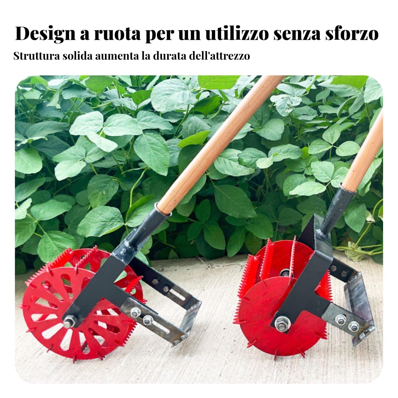 Désherbeuse à Roues avec Soc Réglable en Acier Manganèse et Manche pour Le Sol Arracher Les Mauvaises Herbes dans Les Jardins Ornementaux et Les Pelouses, Petit