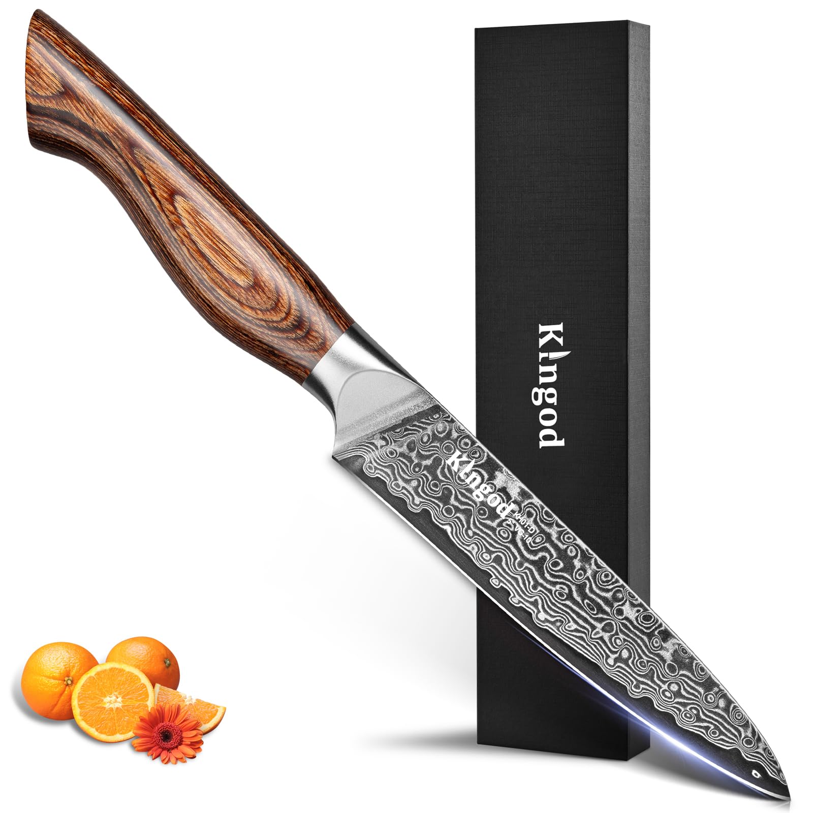 5-Inch Utility Kitchen Knife – Japanese VG10 Core, Razor-Sharp & Full Tang – Small Chef Knife for Fruits, Veggies & Meat – Ergonomic Wood Handle – Gift-Ready Box