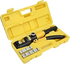 Crimpador de cabo de bateria com junta de crimpador de arame, crimpador hidráulico de 8 toneladas, ferramenta de crimpagem de terminais, 16 matrizes, ferramenta de swaging hidráulica para fio de cabo