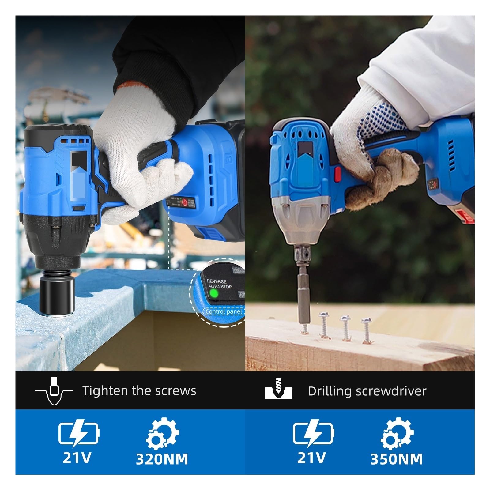 Llave de impacto Llave De Impacto Eléctrica De 21V, Llave Dinamométrica Inalámbrica, Enchufe Sin Escobillas, Batería De Iones De Litio, Herramienta Eléctrica De Reparación Del Hogar(21V-350Nm-Set3)