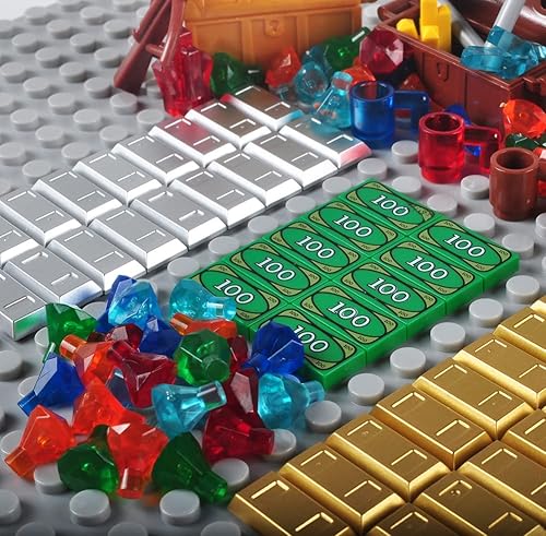 Miniatura 8 de Juego de accesorios del tesoro, bloques de construcción, lingotes de dinero, barra de oro, joyería de ladrillos de construcción, juego de