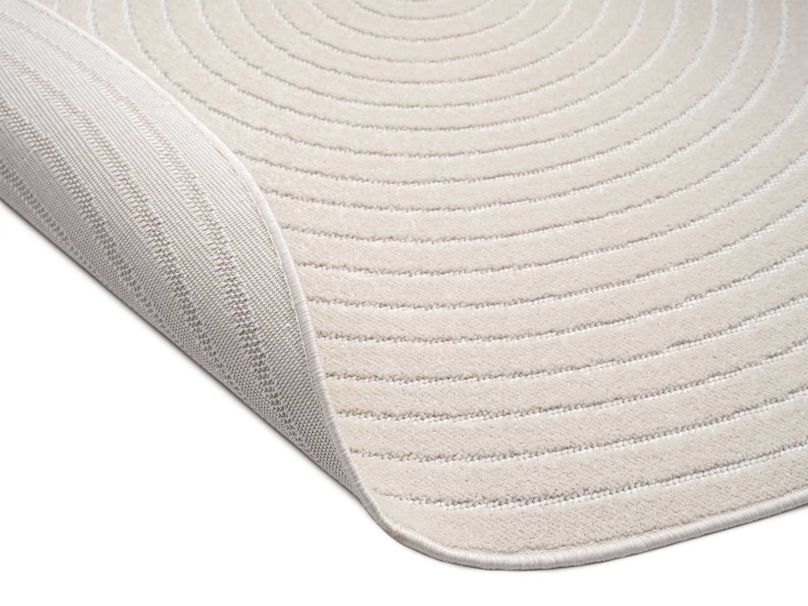 the carpet Santo Plus – Tapis d'extérieur de Haute qualité, adapté au Salon, à la Chambre et à la terrasse, résistant aux intempéries, Durable et Facile d'entretien, Crème, 160 cm Rond