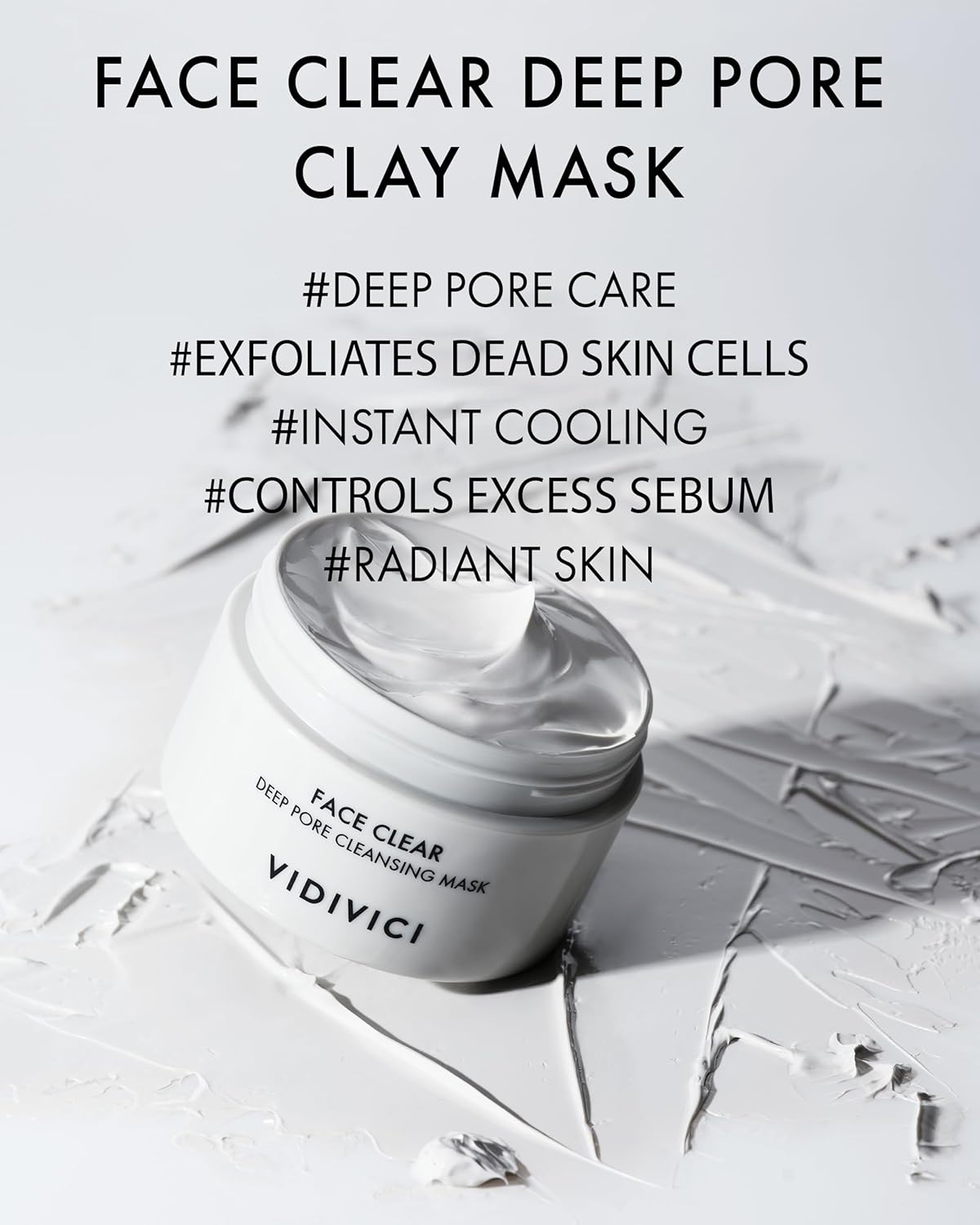 VIDIVICI Korean Deep Pore-Cleansing Clay Mask – Gently Exfoliates & Soothes Oily, Sensitive Skin – Mud Wash-Off Formula for Sebum Control, Cooling Hydration & Pore Tightening – 3.38oz - Image 2