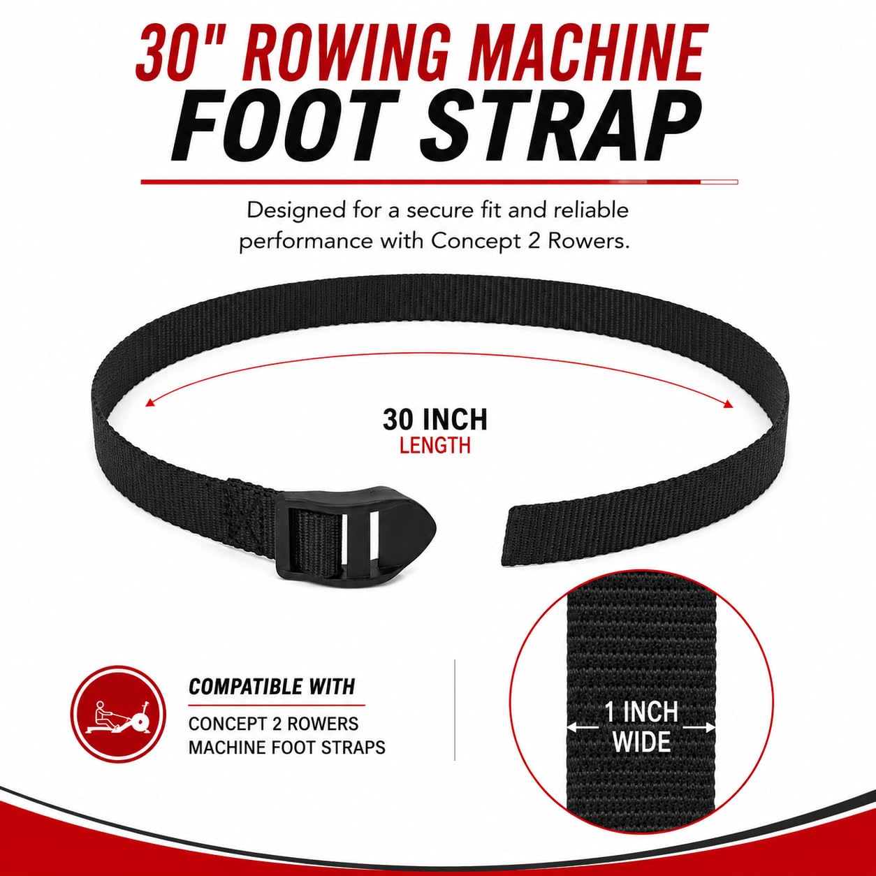 TreadLife Fitness Cinghie di ricambio per vogatore Concept 2 Rower | Confezione da 1 o 2