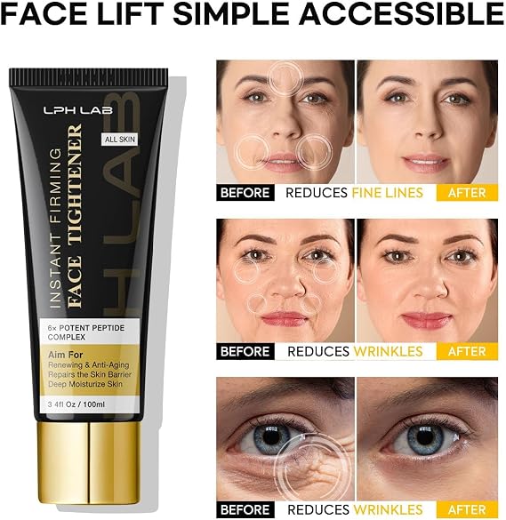 Temporary Face Tightener: Instant Face Lift Cream for Mature Skin (Age 50+) – Visibly Firm & Smooth the Look of Wrinkles Fine Lines – For Bare Skin Use – 2.1 oz