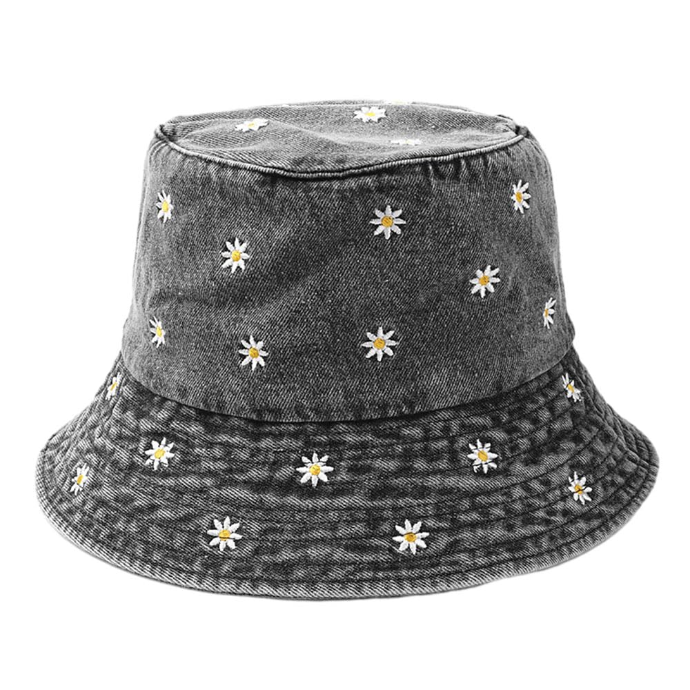 Gogobear Unisex Vintage Cotton Denim Bucket Hat with Small Pocket | Sun Protection Fisherman Cap for Men Women Teens Outdoor Summer